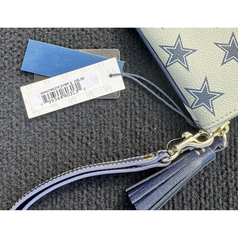 Dooney & Bourke NFL Dallas Cowboys Slim Wristlet Wallet NWT Gray Blue